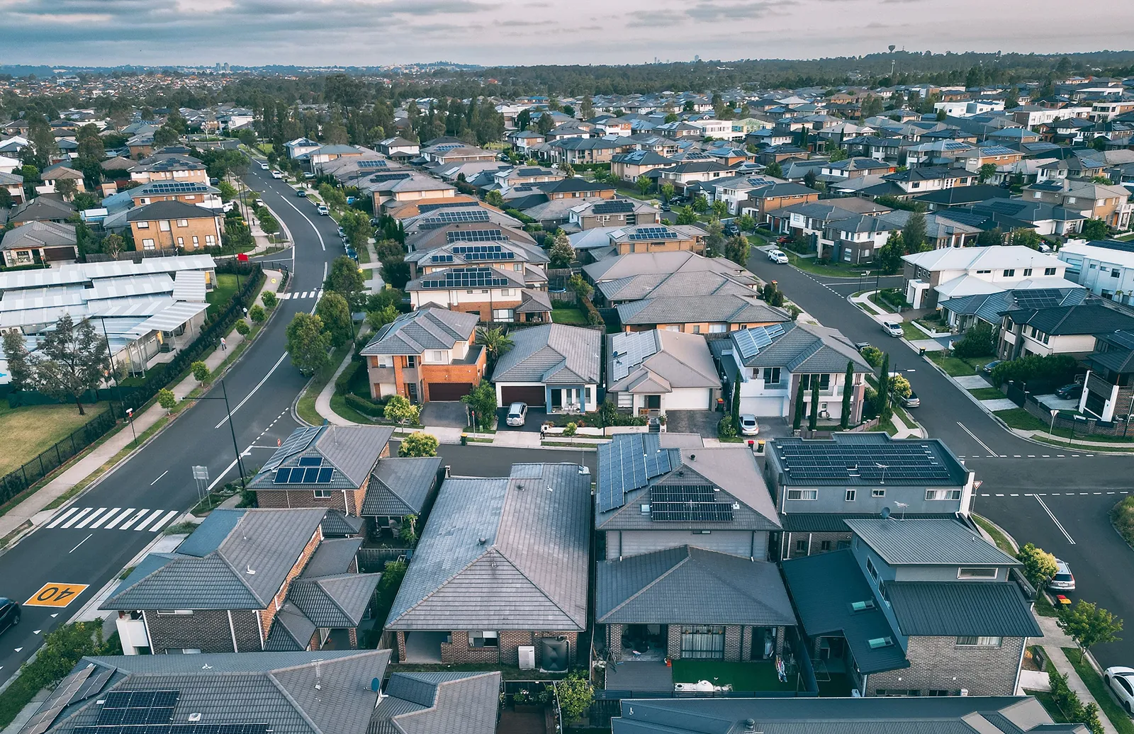 Aerial view of an Australian suburb